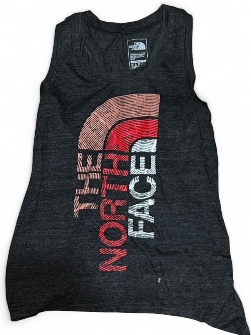 The North Face Black Graphic Tank with Red & White Logo size S